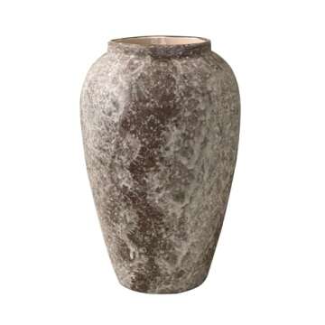 Generic Rustic Ceramic Flower vase,Terracotta vase,Decorate a Farmhouse, Large vases for entryway Centerpiece Decor, Living Room, Dining Room, Retro Style Big Flowerpot., Grey+white