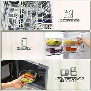 M MCIRCO 24-Piece Glass Food Storage Containers with Upgraded Snap Locking Lids,Glass Meal Prep Containers Set - Airtight Lunch Containers, Microwave, Oven, Freezer and Dishwasher,White