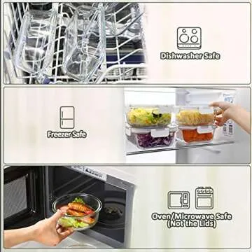 M MCIRCO 24-Piece Glass Food Storage Containers with Upgraded Snap Locking Lids,Glass Meal Prep Containers Set - Airtight Lunch Containers, Microwave, Oven, Freezer and Dishwasher,White