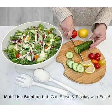 11.5" Salad Bowl Set with Bamboo Lid - Stylish & Eco-Friendly