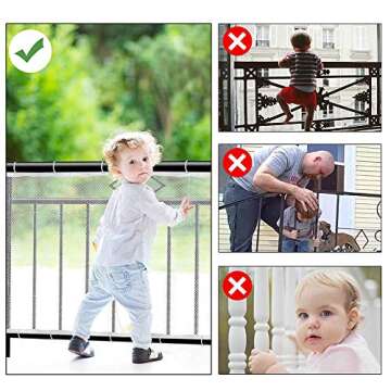 Child Proofing Banister Guard Net, Durable Baby Proofing Stairs Rail Safety Net, 10ft Lx3ft H Outdoo...