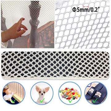 Child Proofing Banister Guard Net, Durable Baby Proofing Stairs Rail Safety Net, 10ft Lx3ft H Outdoor Balcony and Indoor Stair Railing Safety Mesh (White)