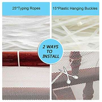 Child Proofing Banister Guard Net, Durable Baby Proofing Stairs Rail Safety Net, 10ft Lx3ft H Outdoor Balcony and Indoor Stair Railing Safety Mesh (White)