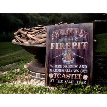 Welcome to Our Firepit Stencil by StudioR12 | Rustic and Fun - Reusable Mylar Template | Painting, Chalk, Mixed Media | Crafting, DIY Home Decor (9" x 12"))