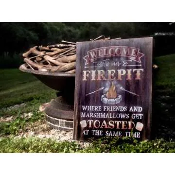 Welcome to Our Firepit Stencil by StudioR12 | Rustic and Fun - Reusable Mylar Template | Painting, Chalk, Mixed Media | Crafting, DIY Home Decor (9" x 12"))