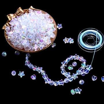 Bonuci 600 Pieces Acrylic Beads Star Round Heart Shape Charming Beads Clear Acrylic AB Beads with 11...