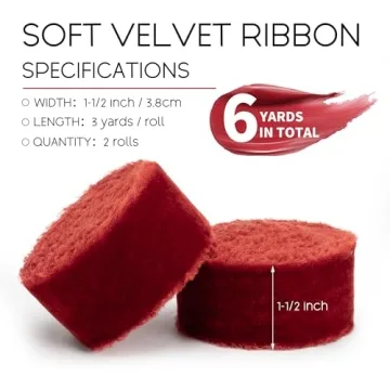 Keypan Rust Red Velvet Ribbon 1-1/2 Inch Handmade Quality