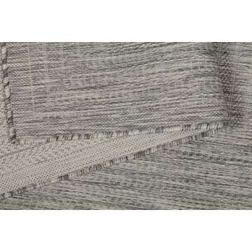 Adiva Rugs Outdoor Indoor Area Rug, Weather Resistant, Easy to Clean, Stain Resistant Floor Mat for Dining Room, Backyard, Deck, Patio (Silver Weiss, 2'6" x 7')