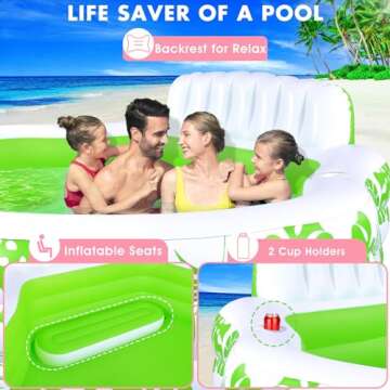 Inflatable Pool with Pool Lights, Oversized Thickened Blow Up Pool with Seat, Family Inflatable Pool for Audlts, 90"x90"x24" Large Inflatable Kids Pools for Backyard, Kiddie Pool Outdoor