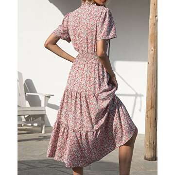 BTFBM Women's 2024 Floral Print Midi Beach Dress