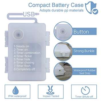 Impress Life Ocean Decor String Lights, Sea Glass Festive Beach Themed 10 ft 40 LEDs Battery&USB Cord Operated Eco-Friendly with Multi-Function Remote for Tent Wedding Nursery Bedroom Party Ornament