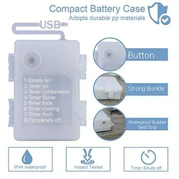 Impress Life Ocean Decor String Lights, Sea Glass Festive Beach Themed 10 ft 40 LEDs Battery&USB Cord Operated Eco-Friendly with Multi-Function Remote for Tent Wedding Nursery Bedroom Party Ornament