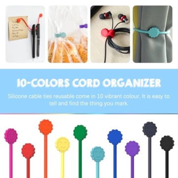 Rich&Ray Magnetic Silicone Cable Ties Organizer 10 Colors