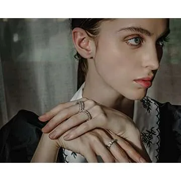 AINUOSHI 5.6mm Sterling Silver Emerald Cut Eternity Band Cz Engagement Ring Zirconia Wedding Band Size 4 to10 (4.5)