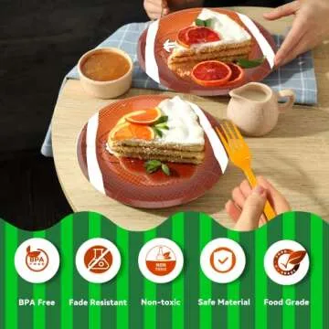 LMJUNZZ 120 Pcs Football Party Supplies Bundle Paper Plates Napkins Forks Football Party Birthday Decorations For Kids Serves 30