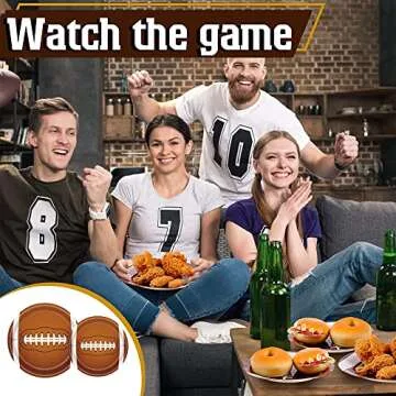 LMJUNZZ 120 Pcs Football Party Supplies Bundle Paper Plates Napkins Forks Football Party Birthday Decorations For Kids Serves 30