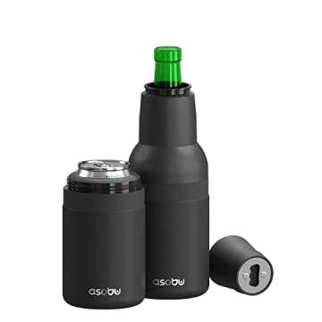 Asobu Frosty Beer Holder 2 Go Vacuum Insulated Double Walled Stainless Steel Beer Can and Bottle Coo...