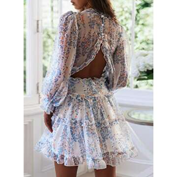 Happy Sailed Deep V Neck Long Sleeve Dress for Weddings