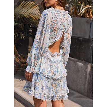 Happy Sailed Deep V Neck Long Sleeve Dress for Weddings