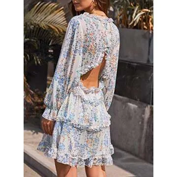 Happy Sailed Deep V Neck Long Sleeve Dress for Weddings