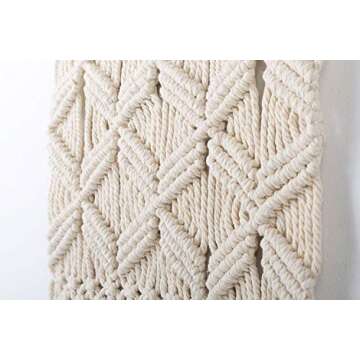 TIMEYARD Macrame Wall Hanging Tapestry Boho Home Decor, 13" W x 26" L, Woven from 5mm 100% Twisted Cotton Cord