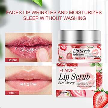 Lip Scrub, Exfoliator Moisturizer Lip Sugar Scrub Moisturizing Collagen Lip Balm Mask Night Sleep Lip Mask Effectively Moisturizes And Repairs Dry Lips Lip Treatment - Strawberry