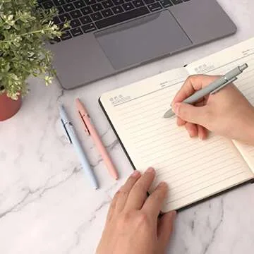 cobee Aesthetic Ballpoint Pens, 0.5mm Retractable Gel Ink Pens Cute Ball Point Pen Black Ink Smooth Writing Pens Pastel Roller Ball Pens for School Office Gift Supplies 5 PCS (Morandi)