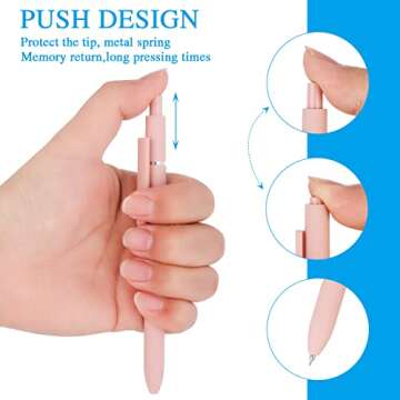 cobee Aesthetic Ballpoint Pens, 0.5mm Retractable Gel Ink Pens Cute Ball Point Pen Black Ink Smooth Writing Pens Pastel Roller Ball Pens for School Office Gift Supplies 5 PCS (Morandi)