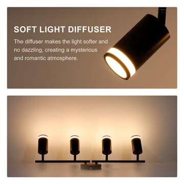 Ketom 4-Light Track Lighting Fixtures Ceiling, GU10 Black Led Ceiling Spotlight, Modern Track Light ...