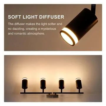 Ketom 4-Light Track Lighting Fixtures Ceiling, GU10 Black Led Ceiling Spotlight, Modern Track Light ...