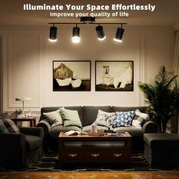 Ketom 4-Light Track Lighting Fixtures Ceiling, GU10 Black Led Ceiling Spotlight, Modern Track Light Kit for Kitchen Bedroom Living Room