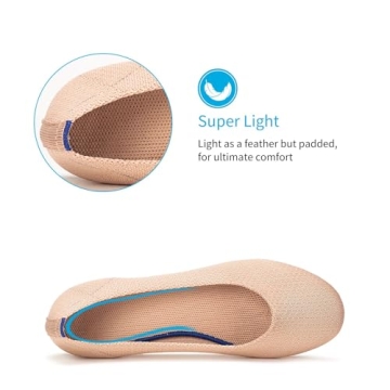 Frank Mully Women’s Ballet Flat Shoes Knit Dress Shoes Round Toe Slip On Ballerina Walking Flats Shoes for Woman Low Wedge Comfort Soft