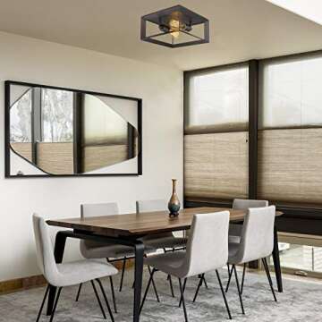 Emliviar 2-Light Ceiling Light, 12" Flush Mount Ceiling Lighting Fixture, Oil Rubbed Bronze Finish, 3040-2 ORB