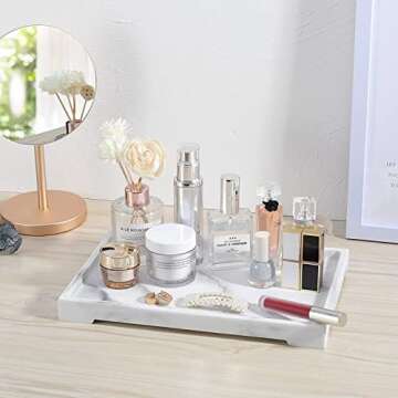 Luxspire Vanity Tray, Bathroom Tray Toilet Tank Storage Tray, Resin Kitchen Sink Serving Trays, Vani...