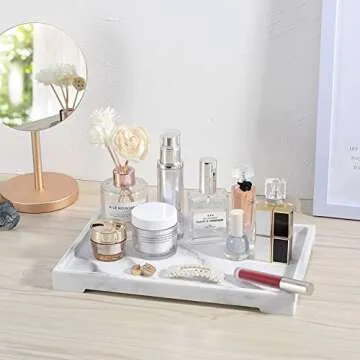 Luxspire Vanity Tray, Bathroom Tray Toilet Tank Storage Tray, Resin Kitchen Sink Serving Trays, Vani...