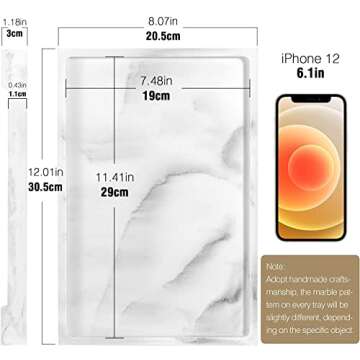 Luxspire Vanity Tray, Bathroom Tray Toilet Tank Storage Tray, Resin Kitchen Sink Serving Trays, Vanity Countertop Organizer for Candles Towel Perfume Holder Dish, Marble Style -Large- Gravel White