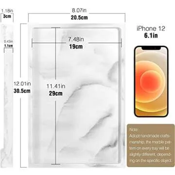 Luxspire Vanity Tray, Bathroom Tray Toilet Tank Storage Tray, Resin Kitchen Sink Serving Trays, Vanity Countertop Organizer for Candles Towel Perfume Holder Dish, Marble Style -Large- Gravel White