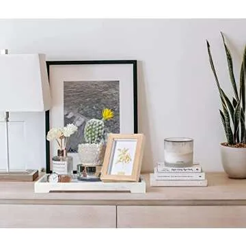 Luxspire Vanity Tray, Bathroom Tray Toilet Tank Storage Tray, Resin Kitchen Sink Serving Trays, Vanity Countertop Organizer for Candles Towel Perfume Holder Dish, Marble Style -Large- Gravel White