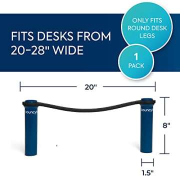 Bouncyband Original Bouncy Bands for Desks, Blue, 1-Pack – Desk Chair Bands for 20” to 28” Wide Desk Legs with 1.5” Diameter Support Pipes – Silent Sensory Tool Increases Focus and Relieves Stress