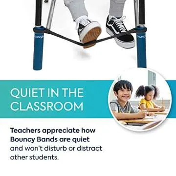 Bouncyband Original Bouncy Bands for Desks, Blue, 1-Pack – Desk Chair Bands for 20” to 28” Wide Desk Legs with 1.5” Diameter Support Pipes – Silent Sensory Tool Increases Focus and Relieves Stress