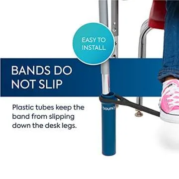 Bouncyband Original Bouncy Bands for Desks, Blue, 1-Pack – Desk Chair Bands for 20” to 28” Wide Desk Legs with 1.5” Diameter Support Pipes – Silent Sensory Tool Increases Focus and Relieves Stress