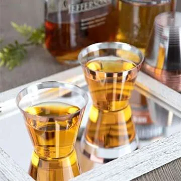 PLASTICPRO 9 oz Disposable Plastic Party Cups,Old fashioned Designed Tumblers, Crystal Clear (Clear With Rose Gold Rim, 100)