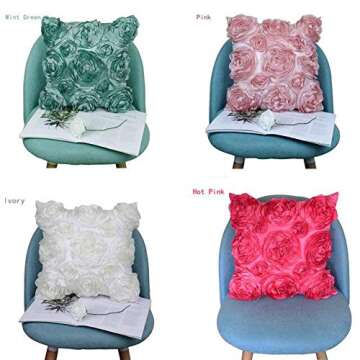 SeptCity Decorative Throw Pillow Covers for Couch Cushion Case, Romantic Love Satin Rose Wedding Party Home Decor, Home Gift (Set of 2) (Hot Pink)