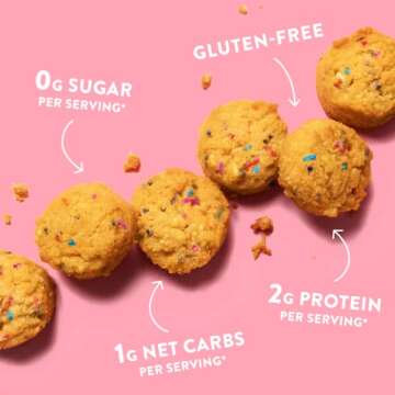 HighKey Low Carb Birthday Cake Mini Treats - Keto Snacks Gluten Free Muffins No Sugar Breakfast Snac...