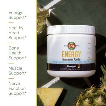 KAL Energy Magnesium Powder Drink - Pineapple Flavor, 40 Servings