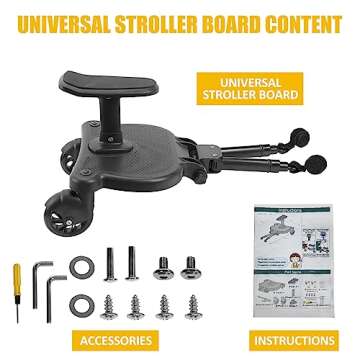 2025 New-Universal Stroller Board with Detachable Seat, 2in1 Sit and Stand Stroller Glider Board for...