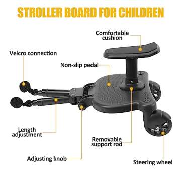 2025 Universal Stroller Board with Removable Seat - 2in1