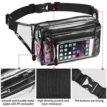 Clear Bag Stadium Approved Large Clear Fanny Pack for Women for Work,Multi-purpose Waist Bag for Travel & Sporting Event