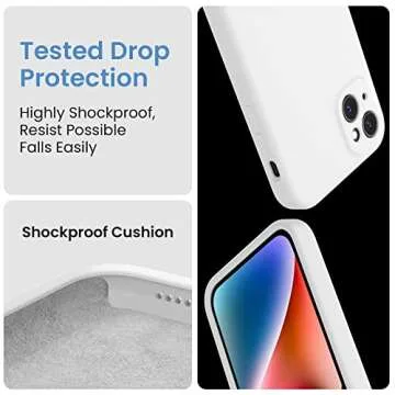 FireNova Designed for iPhone 13 Case, Silicone Upgraded [Camera Protection] Phone Case with [2 Screen Protectors], Soft Anti-Scratch Microfiber Lining Inside, 6.1 inch, White