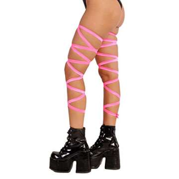 iHeartRaves Pair of Non-Slip Rave Leg Wraps (Neon Pink)